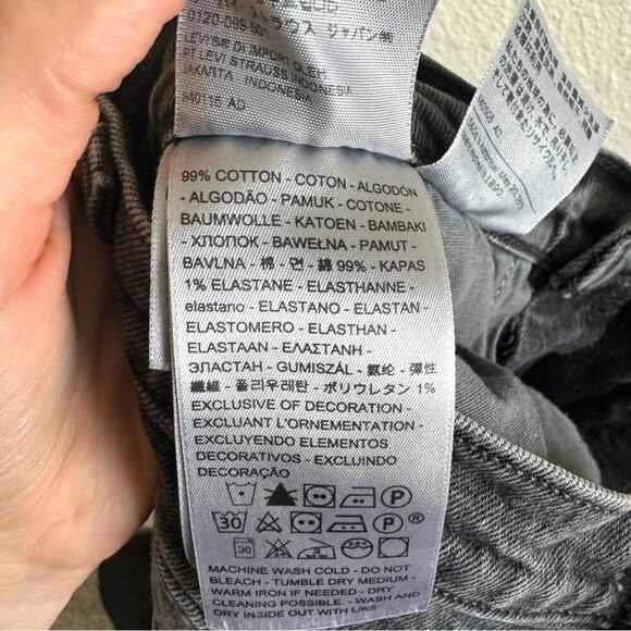 Levi's Jeans Women's 25 Ribcage Straight Ankle High Rise Fray Raw Hem Black Grey - Picture 7 of 9